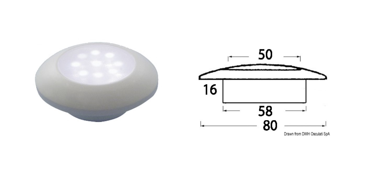 ΠΛΑΦΟΝΙΕΡΑ 9 LEDS 12V ΠΛΑΣΤ ΛΕΥΚΗ 80mm
