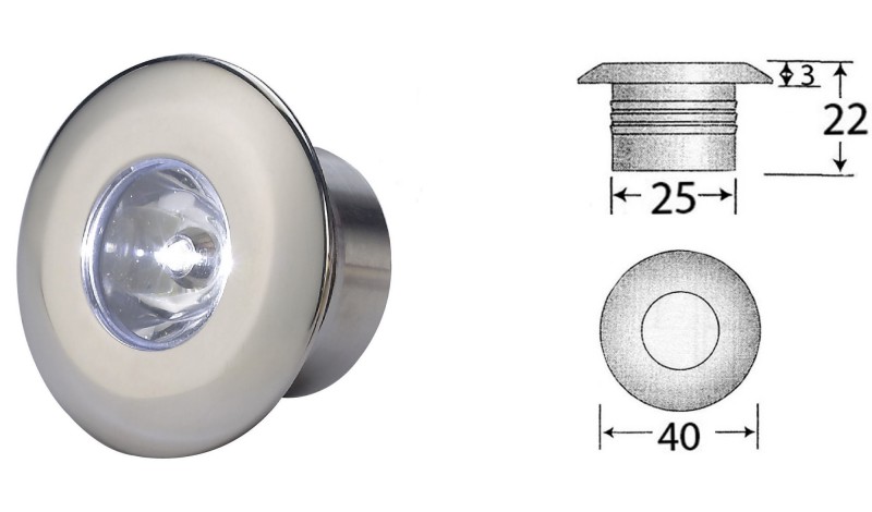 ΠΛΑΦΟΝΙΕΡΑ INOX LED 1x3W HD ΧΩΝ 12/24V Φ25mm