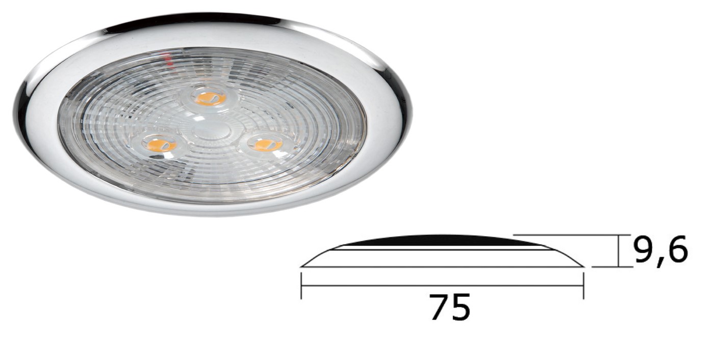 ΠΛΑΦΟΝΙΕΡΑ INOX 3LED ΛΕΥΚΟ 12V, Φ75mm