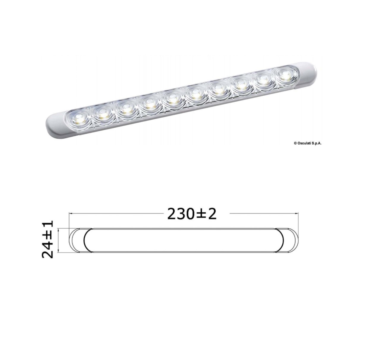 ΠΛΑΦΟΝΙΕΡΑ ΛΕΥΚΗ 10LED 12V 230x24mm