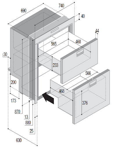 ΨΥΓΕΙΟΚΑΤΑΨΥΚΤΗΣ DW210 DTX SL 12/24V 182L