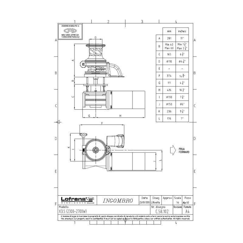 ΕΡΓΑΤΗΣ LOFRANS X3.5 ΙΝΟΧ 2300W 24V