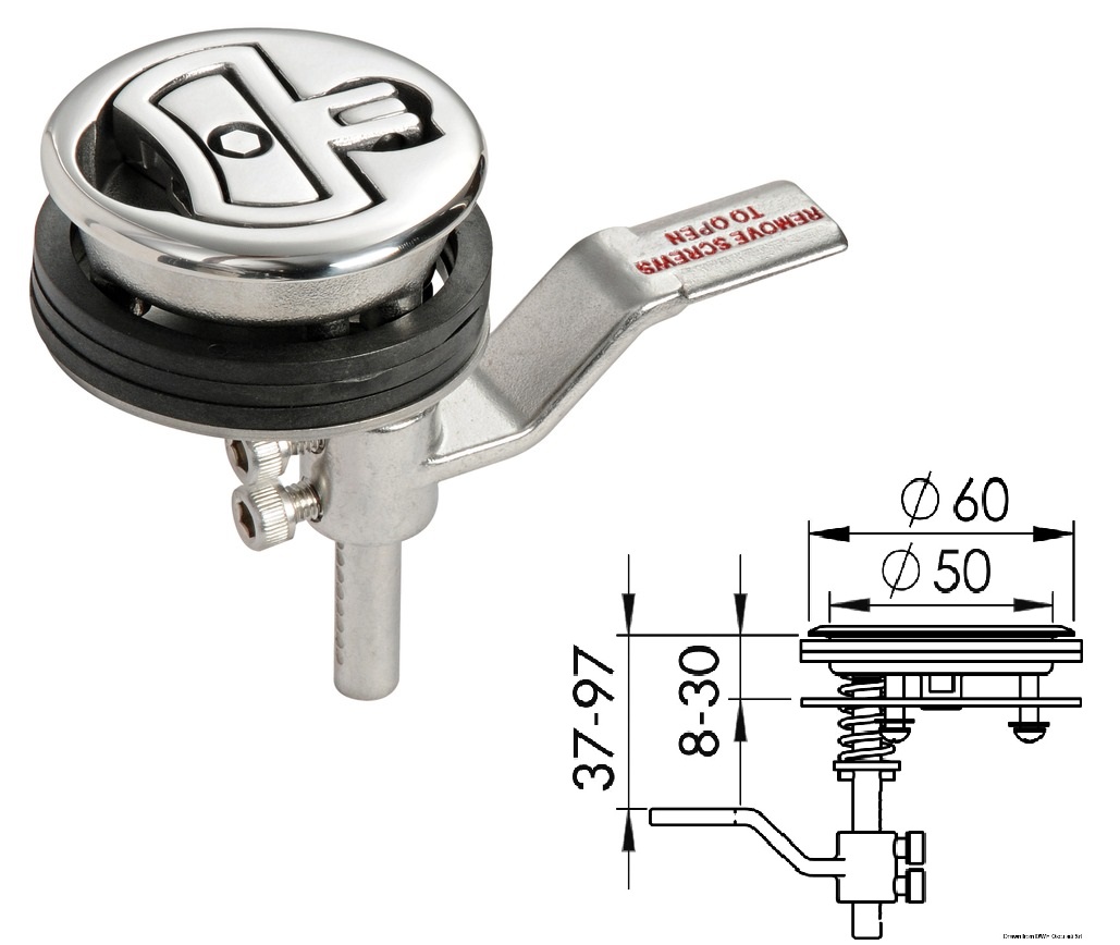 ΧΟΥΦΤΑ INOX ΕΠΙΠΕΔΗ Φ60mm ΜΕ ΚΛΕΙΔΙ
