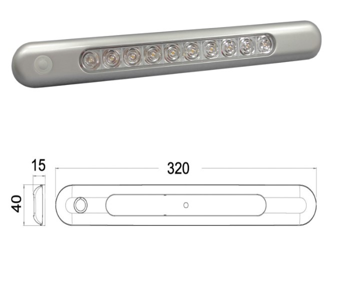 ΠΛΑΦΟΝΙΕΡΑ ΧΡΩΜΕ 10LED 12V 320x40mm