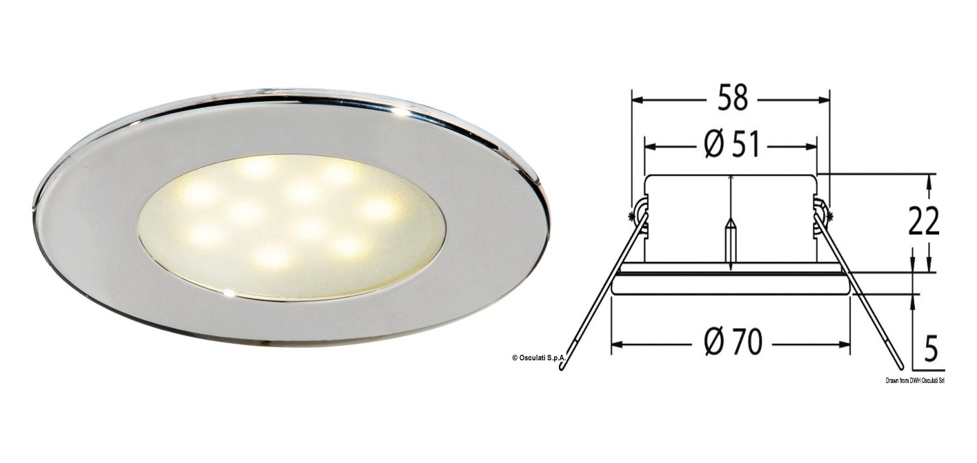 ΠΛΑΦΟΝΙΕΡΑ INOX ΧΩΝ. 12/24V 70mm ΜΕ ΔΙΑΚ.