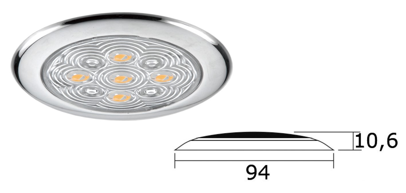 ΠΛΑΦΟΝΙΕΡΑ INOX 5LED ΛΕΥΚΟ 12V, Φ94mm