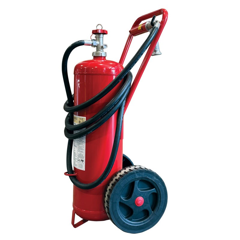 Πυροσβεστήρας Tροχήλατος,PFOS/PFOA Free Αφρού25L,Πεπιεσμένος,με Σωλήνα,Χοάνη&Aκροφύσ,SOLAS/MED(EN,FR,ES,PT)